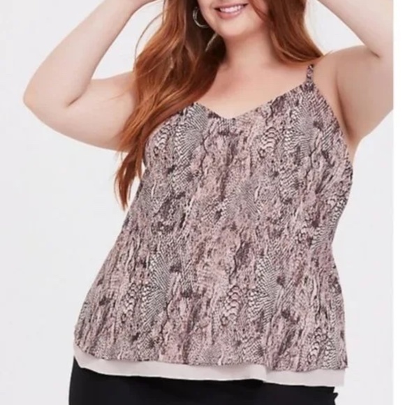 Torrid Sophie Snake Print Layered Spaghetti Strap Tank Top Cream & Black Size 3X - Picture 1 of 15